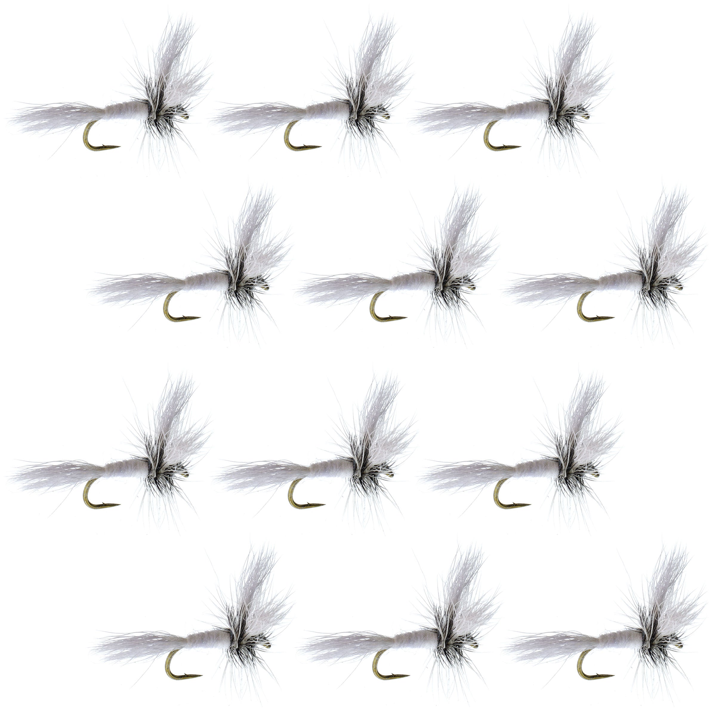 White Wulff Classic Hair Wing Dry Fly - 1 Dozen Flies Hook Size 10