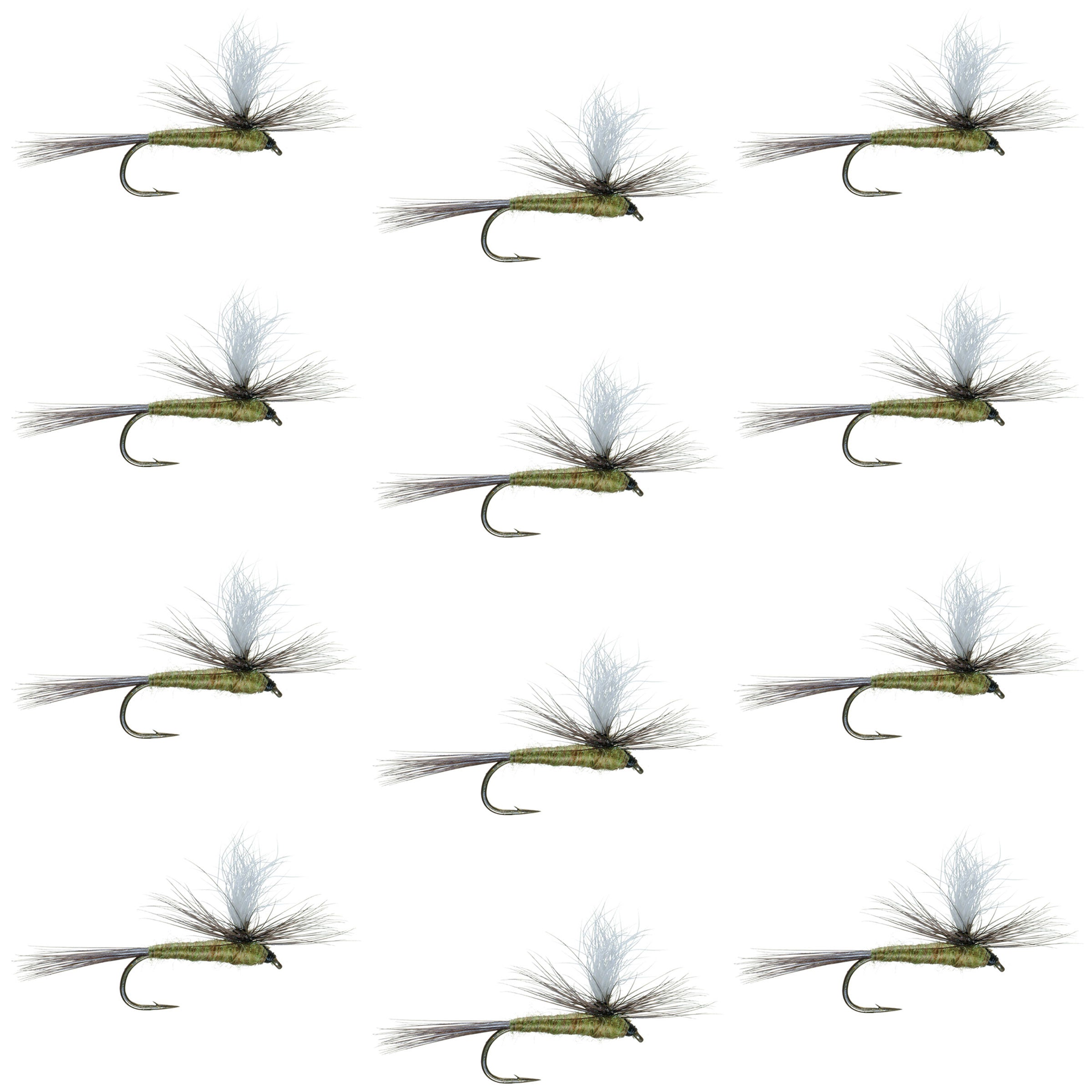 Blue Wing Olive BWO Parachute Dry Fly - 12 Flies Size 16
