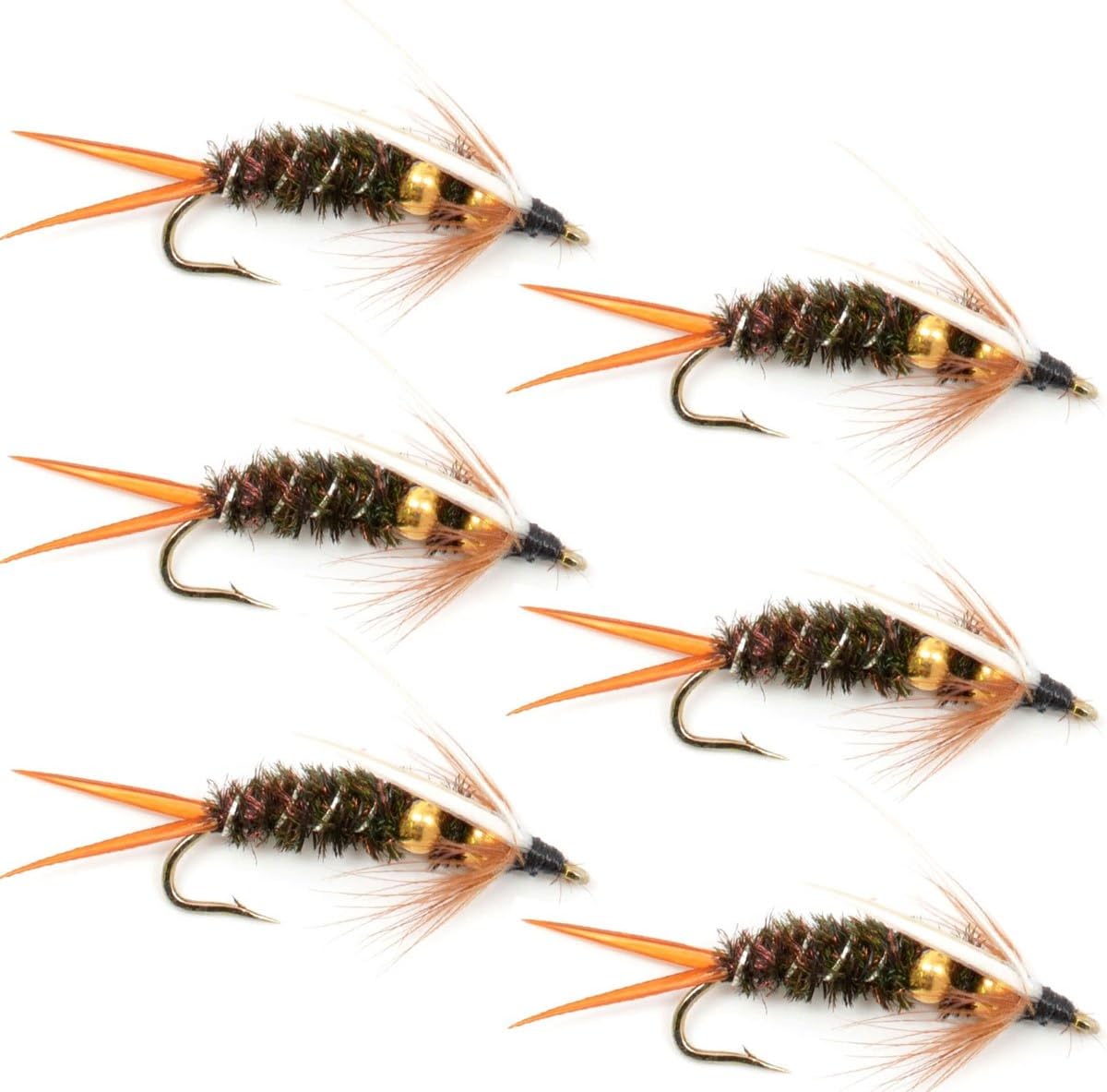 Double Bead Prince Nymph Fly Fishing Flies - 6 Flies Hook Size 10