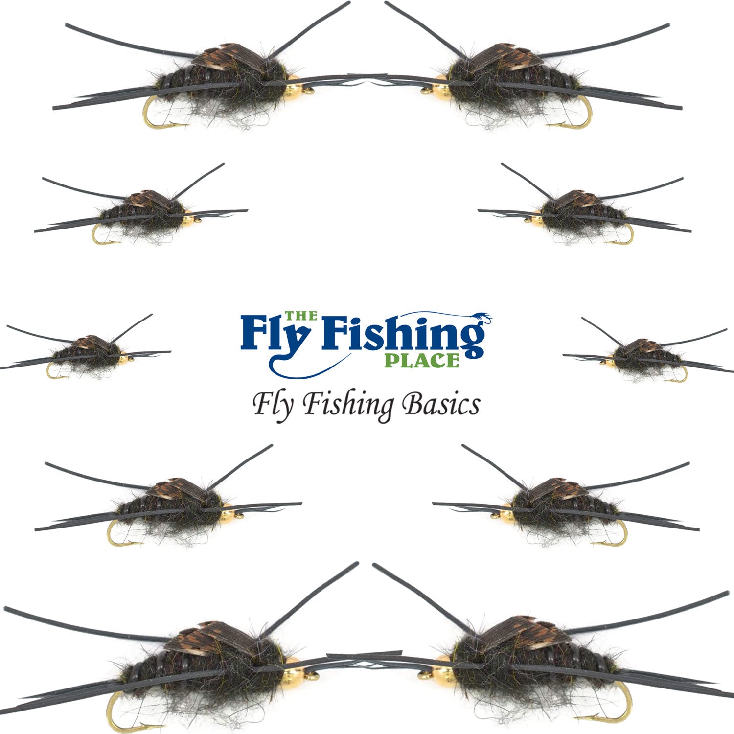 Colección Basics - Surtido de ninfas Black Stonefly de Kaufmann - 10 moscas húmedas con patas de goma y cabeza de cuentas - 2 ganchos de cada tamaño 4, 6, 8, 10 y 12 