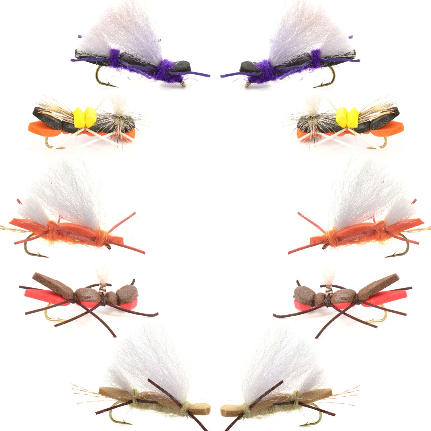 Basics Collection - Chernobyl Ant Hopper Fly Assortment - 10 Flies Siz