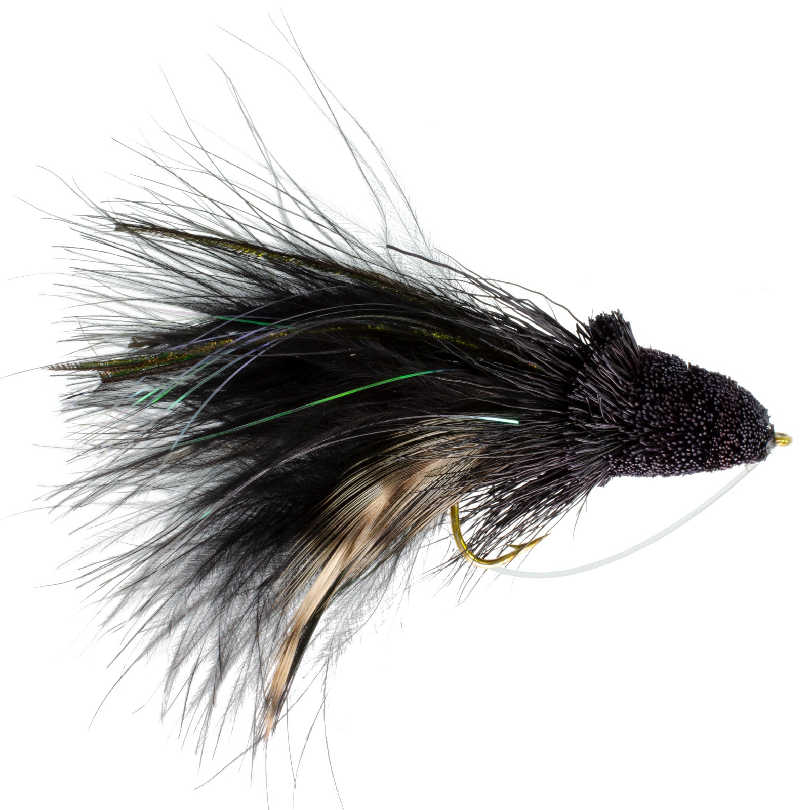 2 Pack Black Dahlberg Deer Hair Diver Size 4 -  Bass Fly Fishing Bug Wide Gape Bass Hooks With Weed Guard
