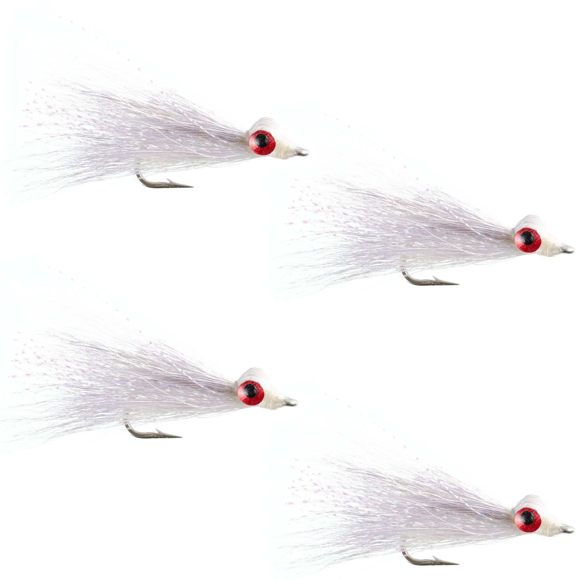 Clousers Deep Minnow White - Moscas de pesca con mosca Streamer - 4 moscas de agua salada y lubina - Tamaño del anzuelo 1/0 
