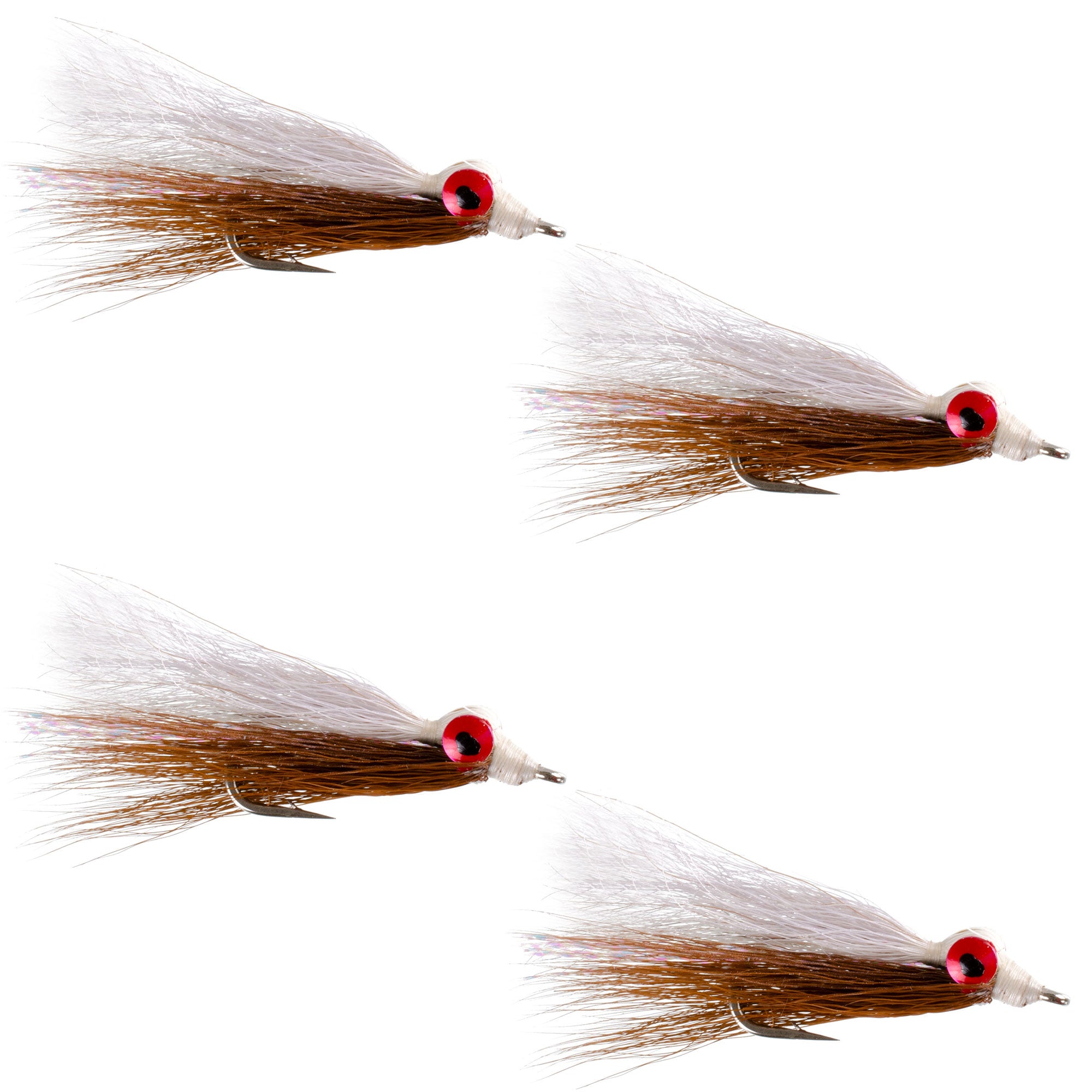 Clousers Deep Minnow Brown White - Moscas de pesca con mosca Streamer - 4 moscas de agua salada y lubina - Tamaño del anzuelo 1/0 