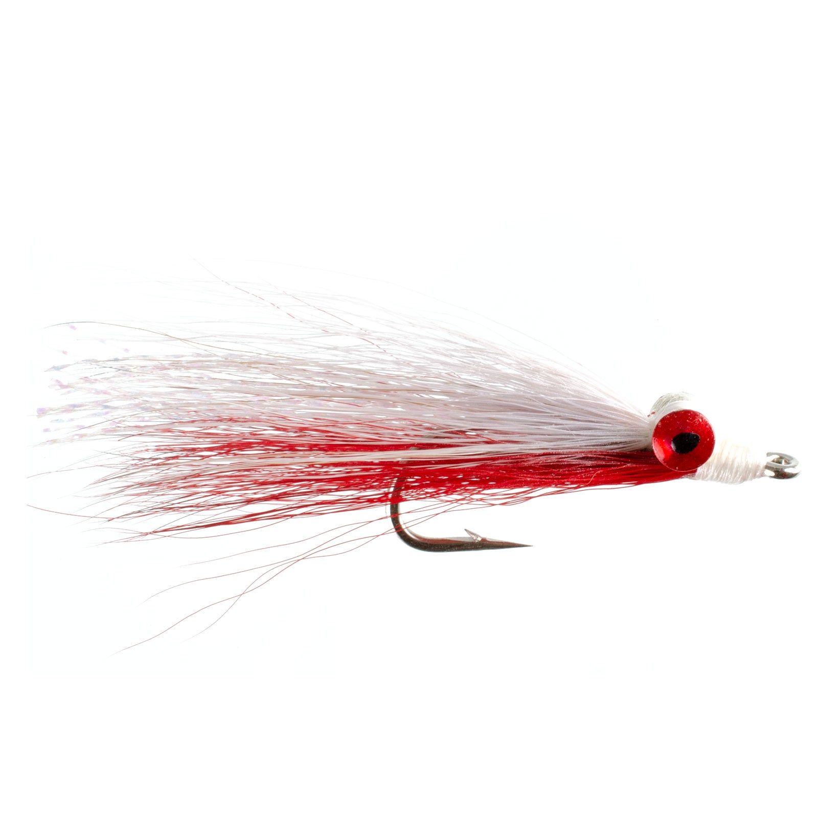 Clousers Deep Minnow Red White - Streamer Fly Fishing Flies - 4 Saltwater and Bass Flies - Hook Size 1/0