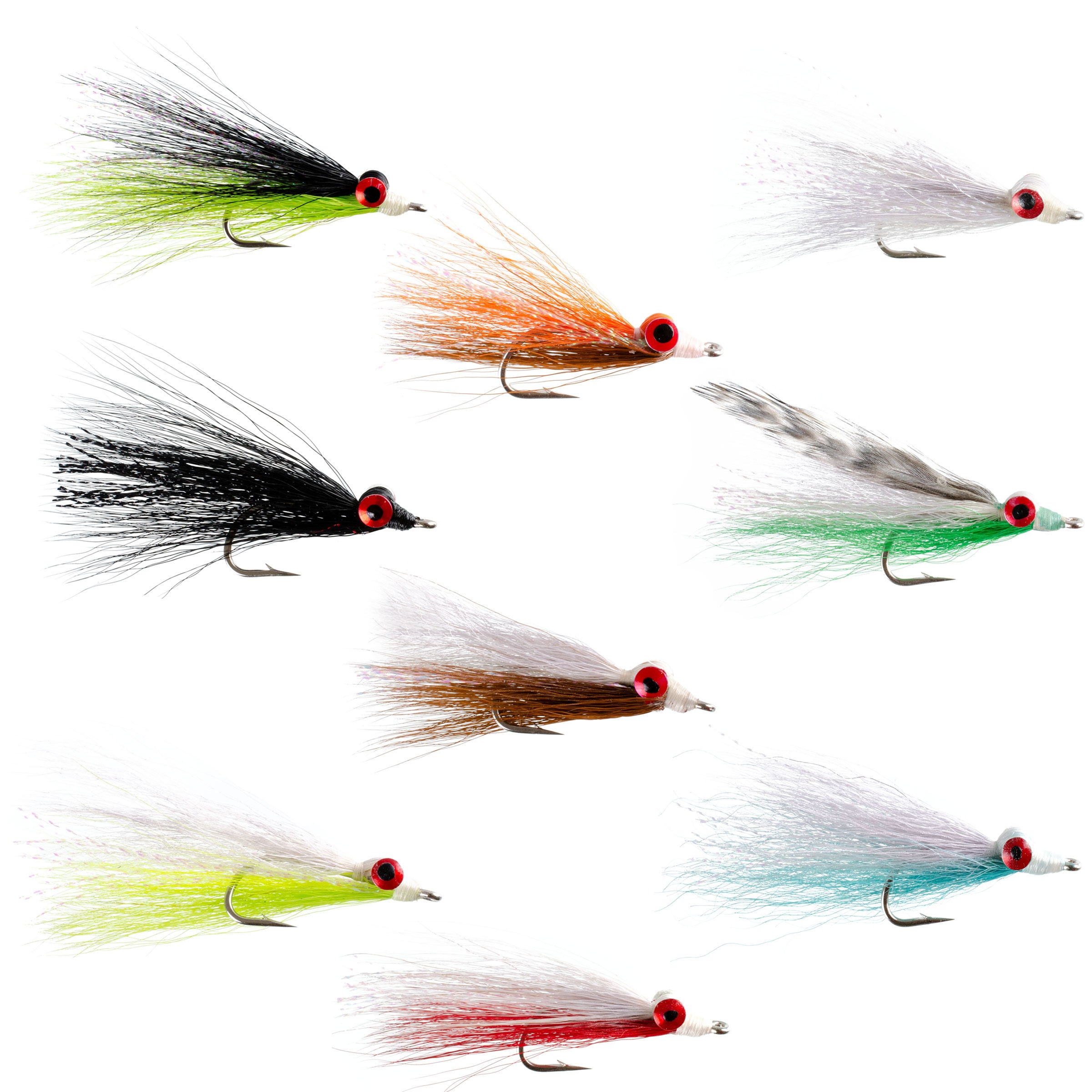 Clousers Minnow Fly Fishing Flies Assortment - Collection of 9 Saltwater and Bass Flies - Hook Size 1/0