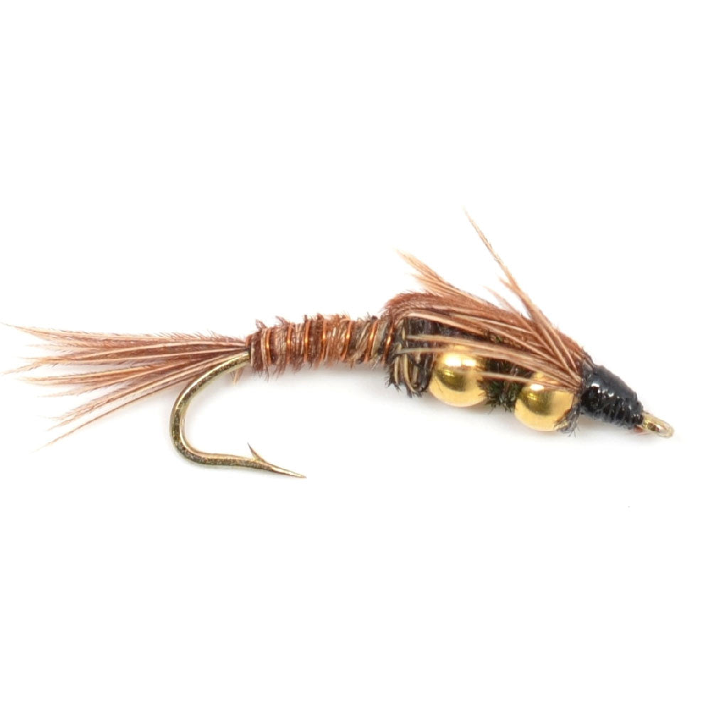1878 fishing lure 3 Pack Double Bead Pheasant Tail Nymph Fly Fishing Flies Hook Size 12