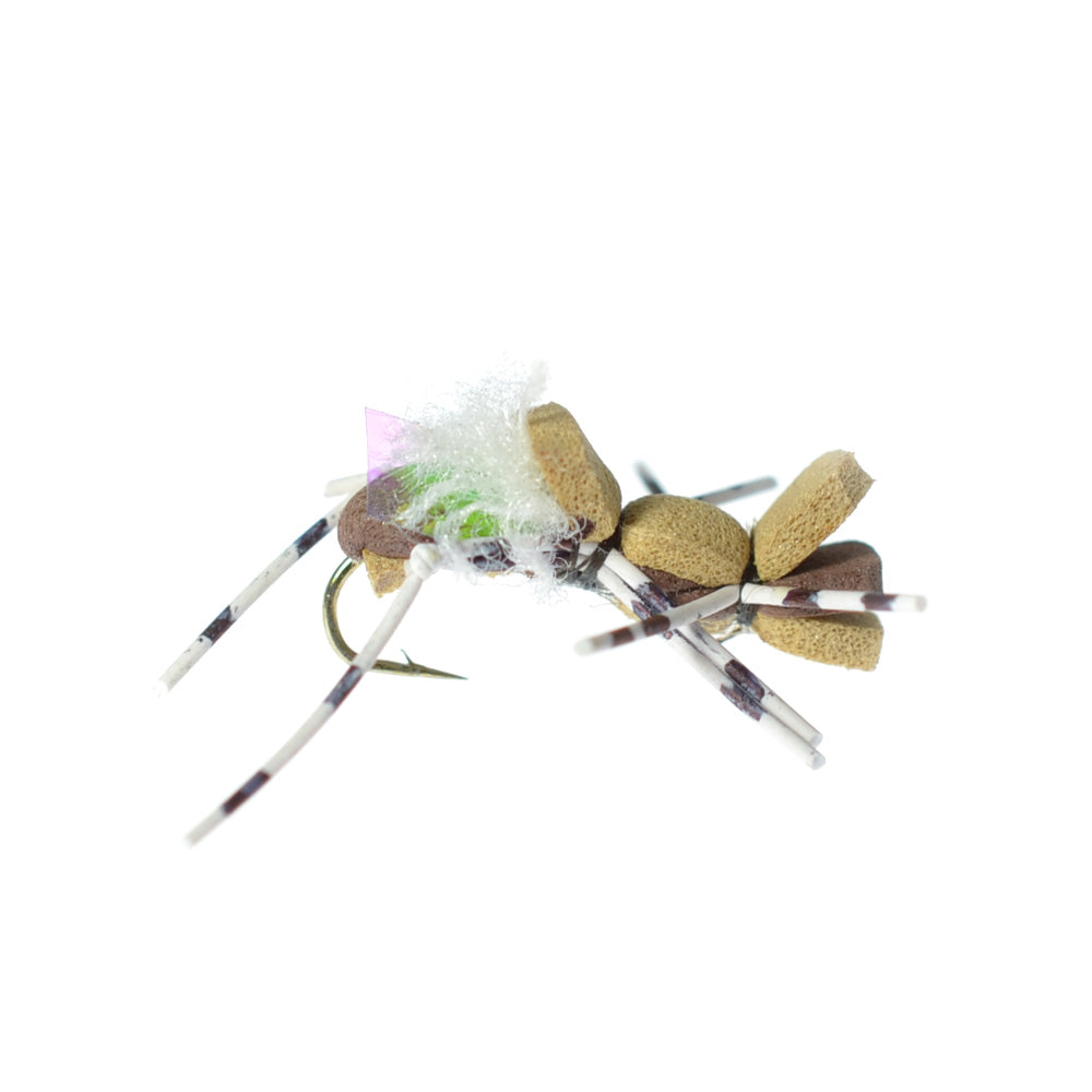 Paquete de 4 moscas para saltamontes con cuerpo de espuma Fat Albert Tan, tamaño de anzuelo 10