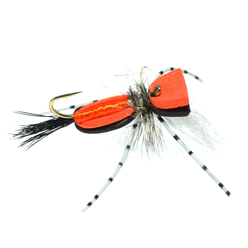 Hippie Stomper Size 10 Black Orange Foam Body Grasshopper Dry Fly