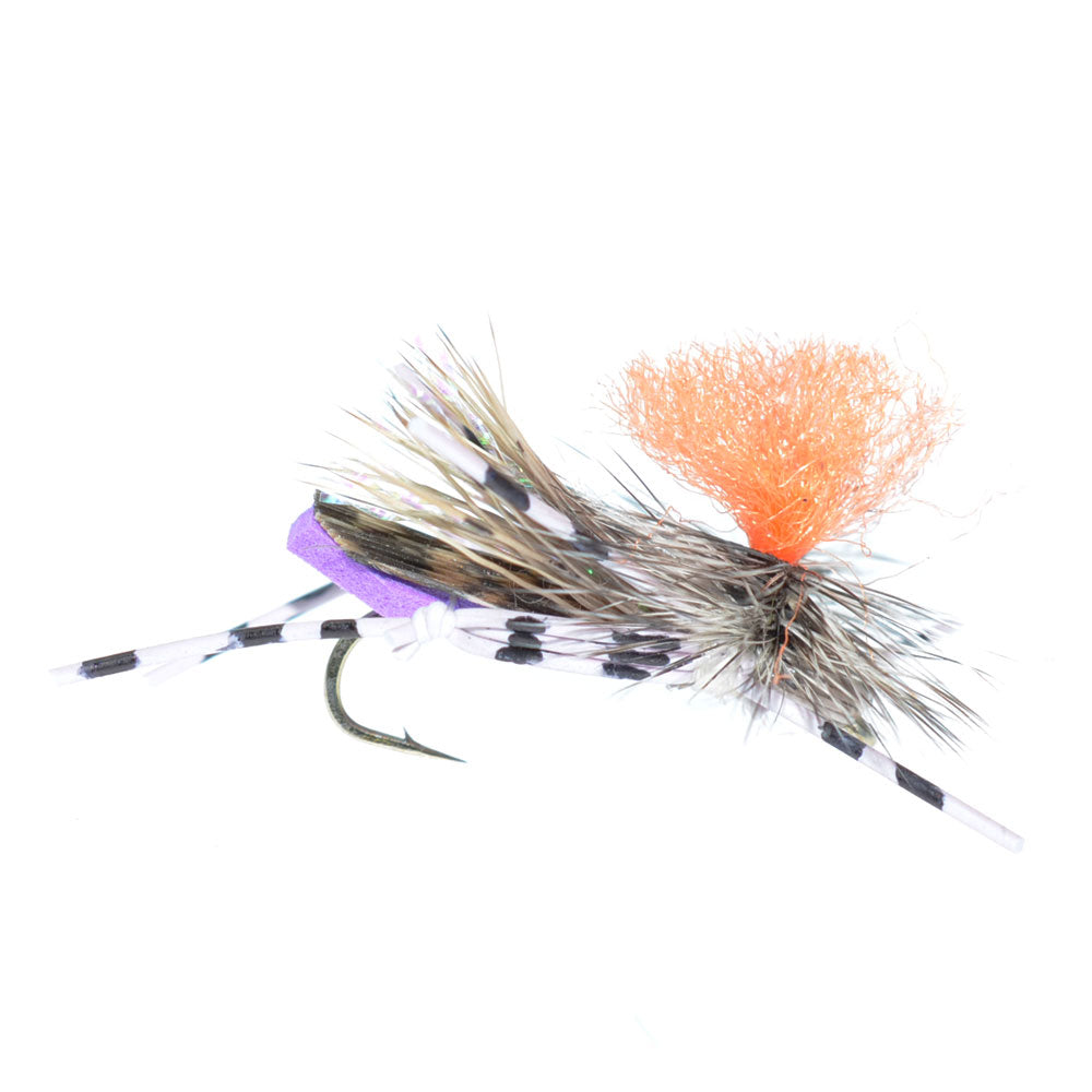 Paquete de 3 Feth Hopper Purple - Patrón de mosca de saltamontes de espuma - Tamaño del anzuelo 10