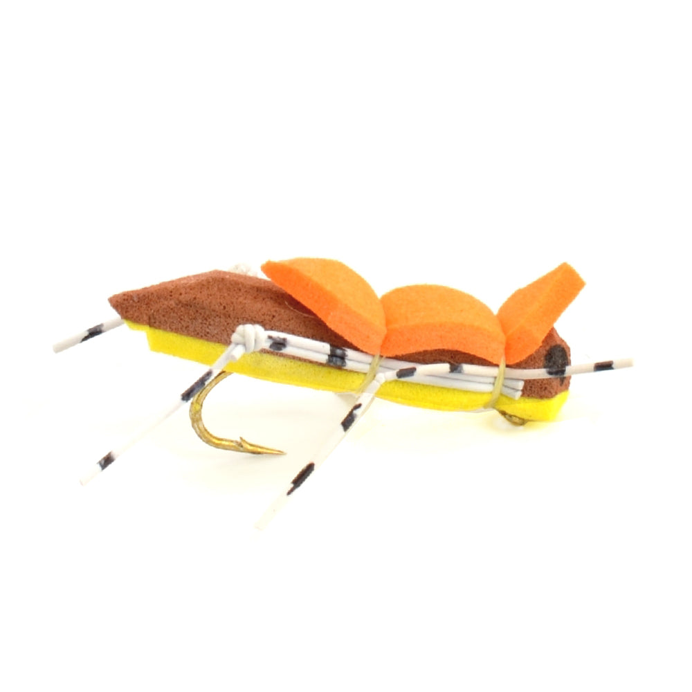 Morrish Hopper - Mosca para saltamontes con cuerpo de espuma, color amarillo y tostado, tamaño de anzuelo 10