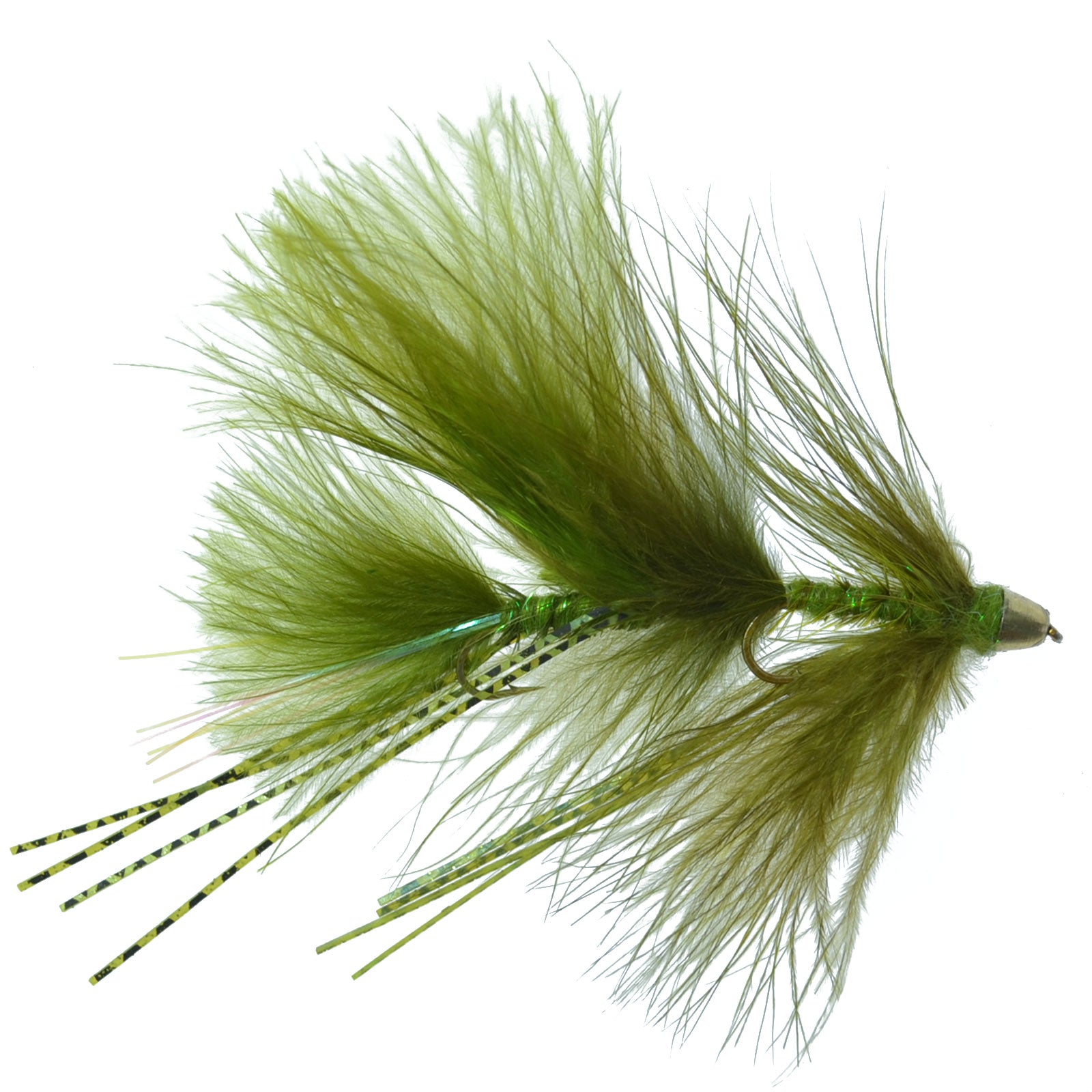Circus Peanut Envy Streamer Olive - Size 6 - Articulated Fishing Flies - Set of 3