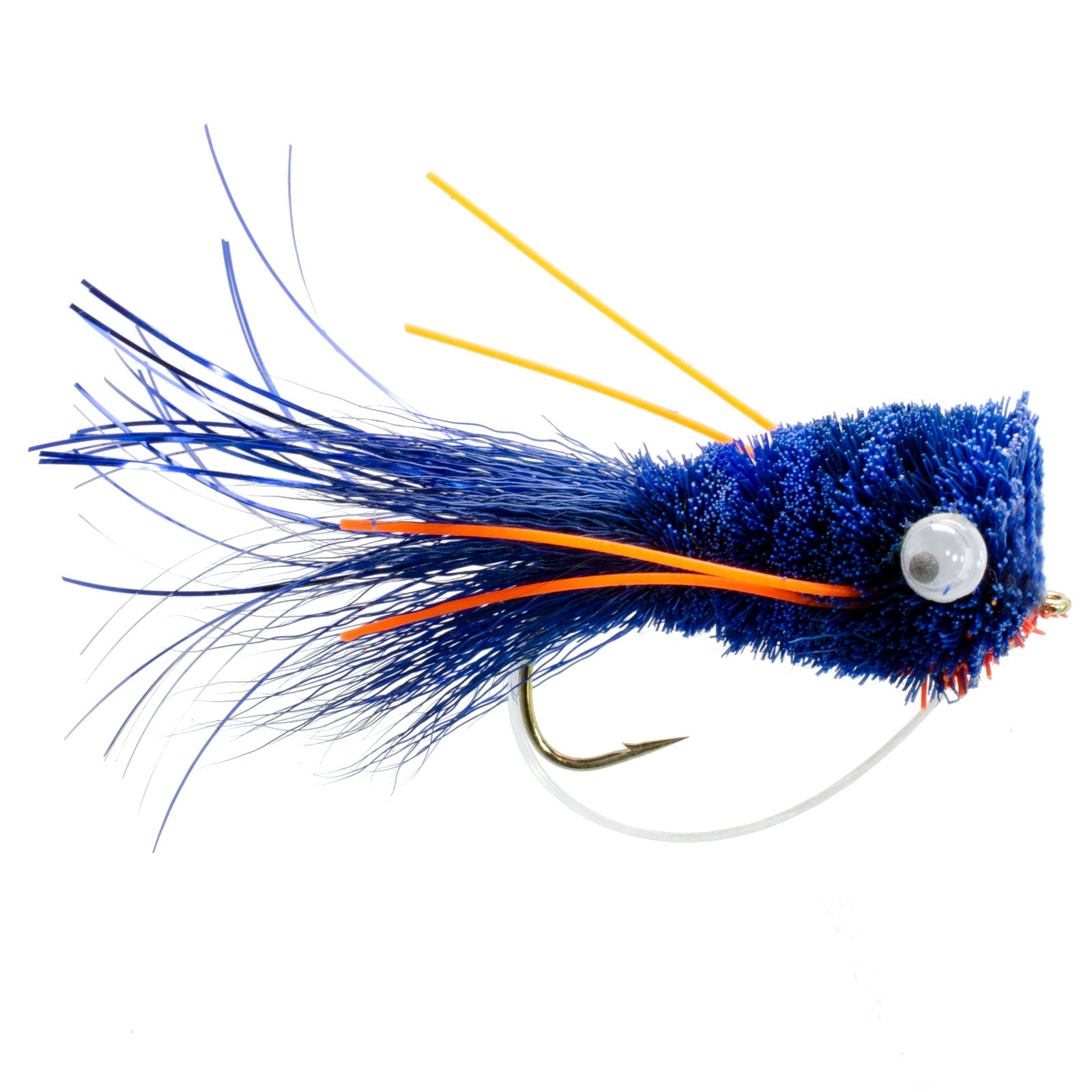 Flashtail Bass Popper Size 6 - Blue Orange Bass Fly Fishing Bug Wide Gape Bass Hooks With Weed Guard