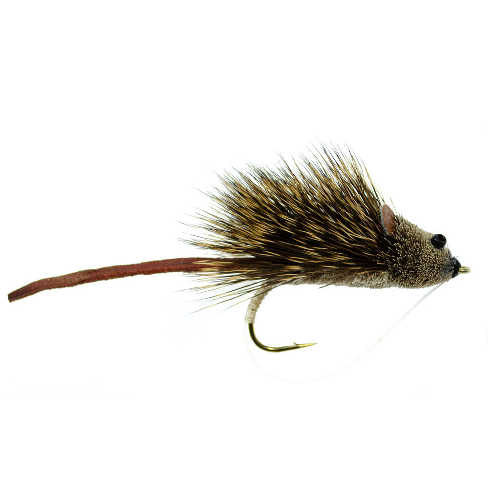 3 Pack Deer Hair Scruffy Rat Size 2 - Bass Fly Fishing Bug Wide Gape Bass Hooks With Weed Guard