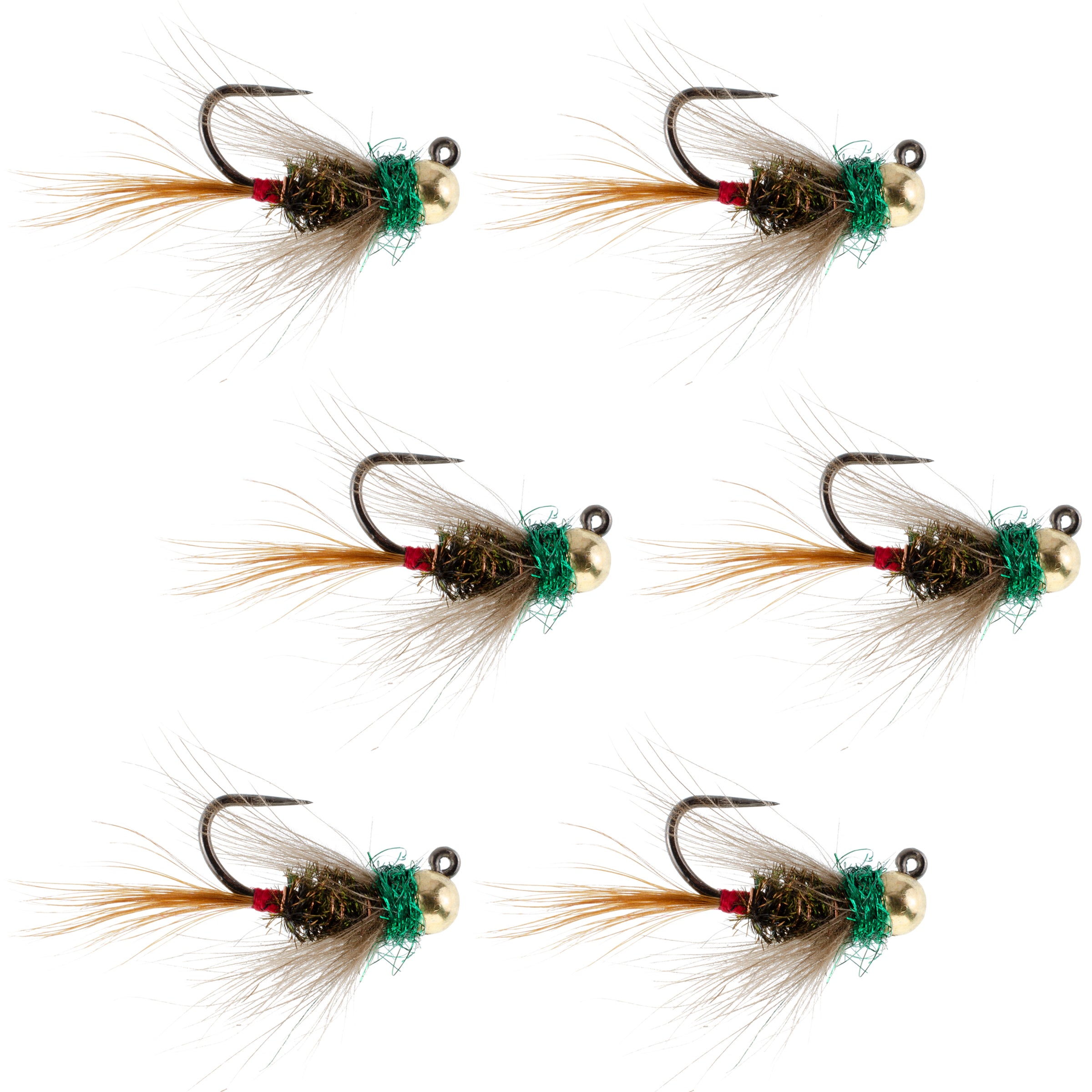Tungsten Bead Tactical CDC Frenchie Czech Nymph Euro Nymphing Fly - 6 Flies Size 12