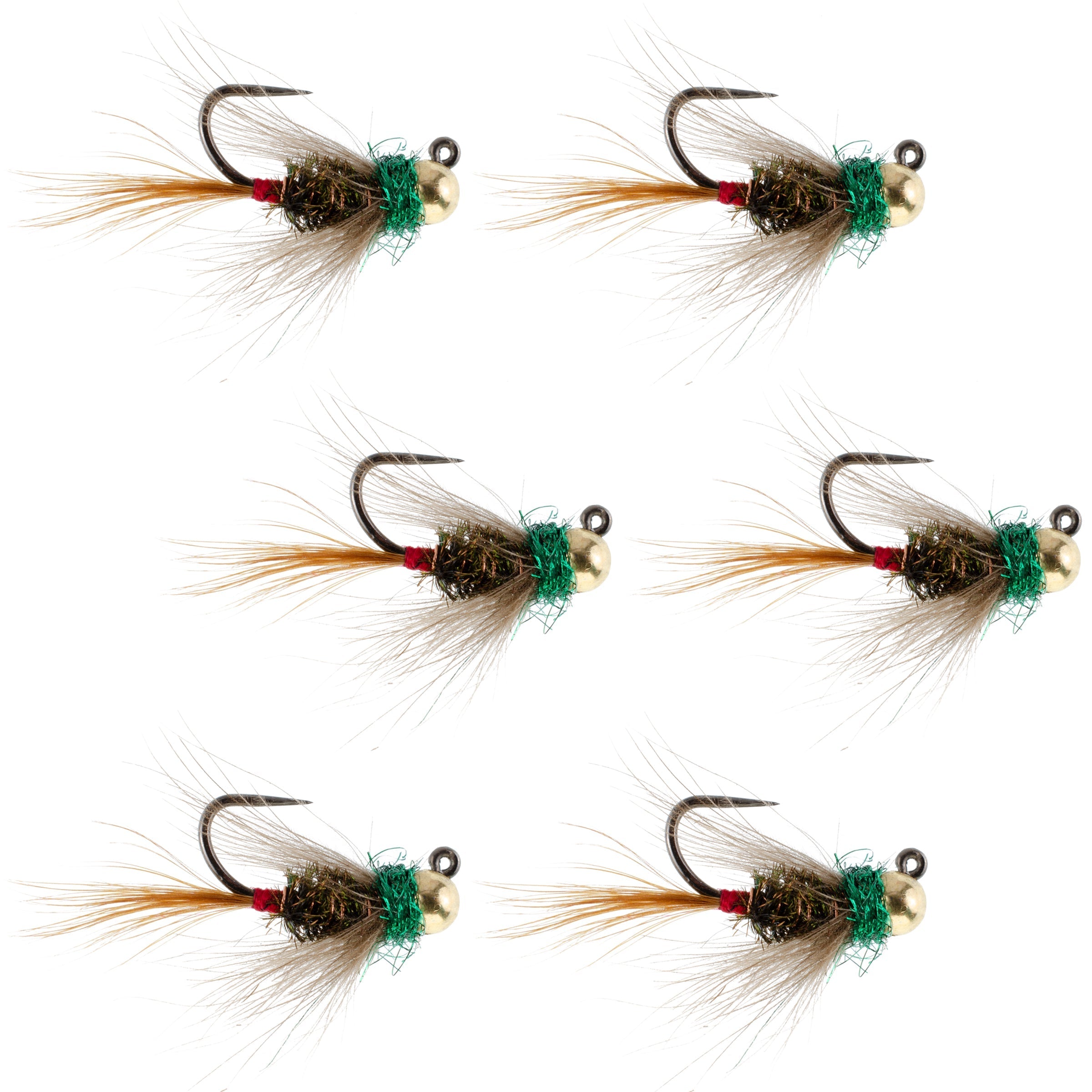 Tungsten Bead Tactical CDC Frenchie Czech Nymph Euro Nymphing Fly - 6 Flies Size 16