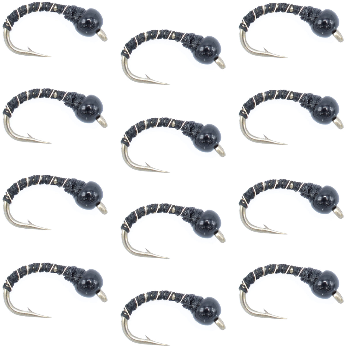 Brass Beads Fly Tying Bead Head Zebra Midge Nymph Fly - 1 Dozen Flies ...